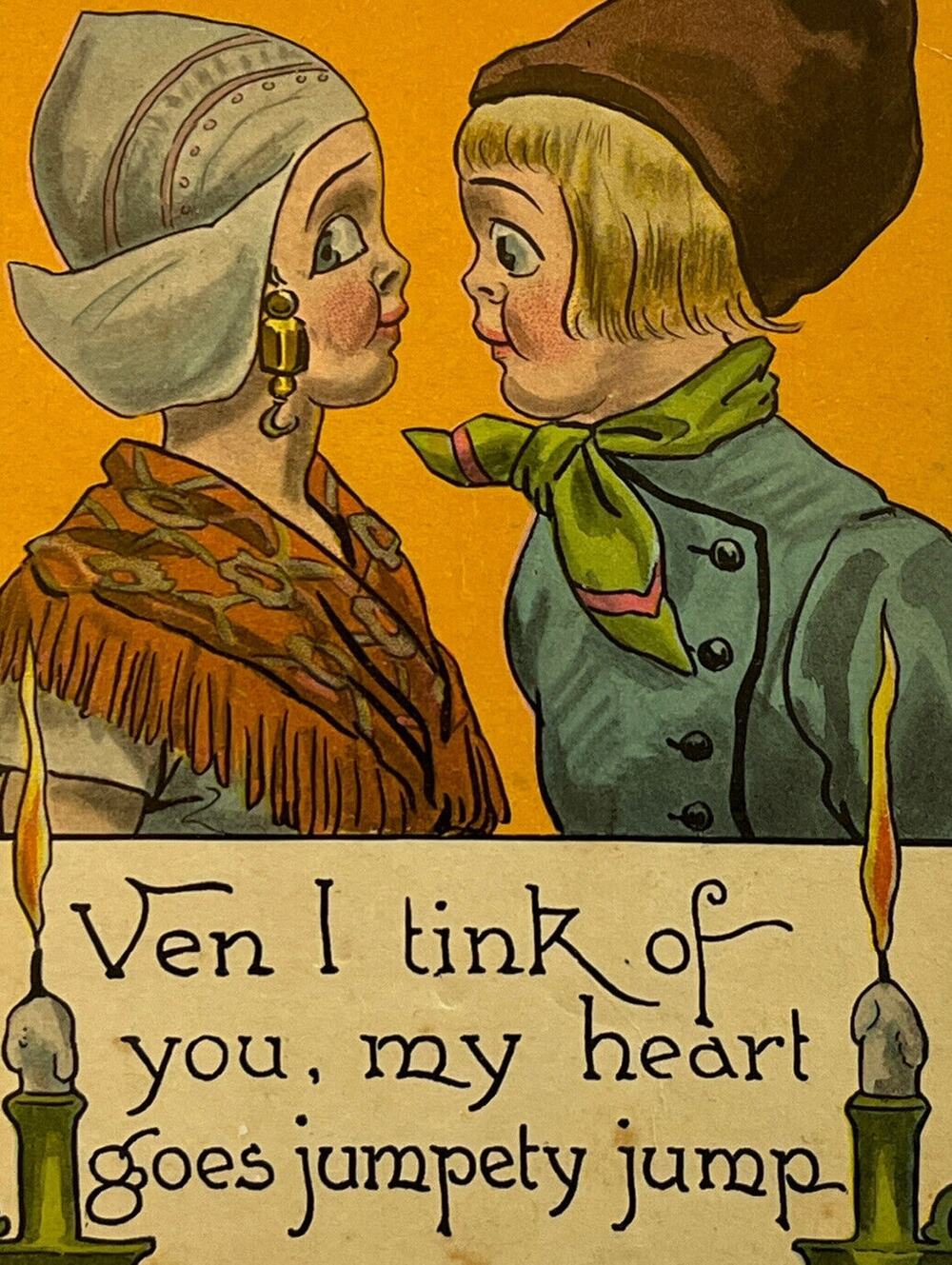 Antique 1913 Ephemera Postcard Theochrom Series Sweet Note Dutch Girl Boy Posted